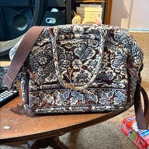 Vera Bradley metropolitan / laptop tote in retired Slate Blooms pattern